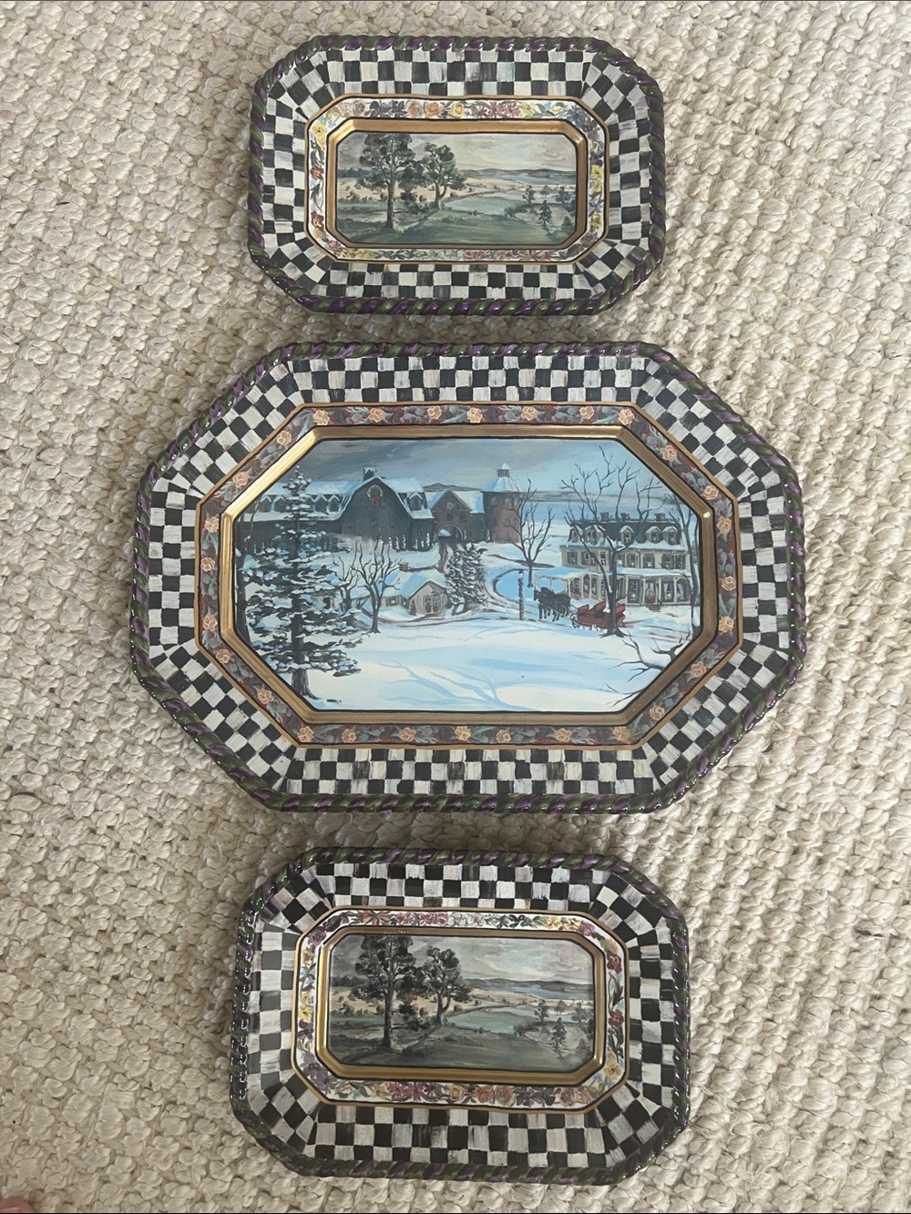 Mackenzie Childs MacLachlan platter and 2 salad plates.